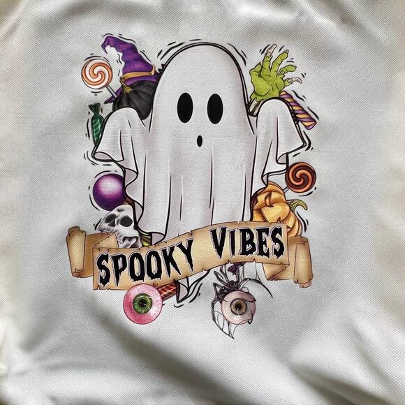 Spooky Vibes Ghost Tote Bag, Reusable Grocery Bag, Book Bag, Funny Tote Bag - Picture 2 of 2